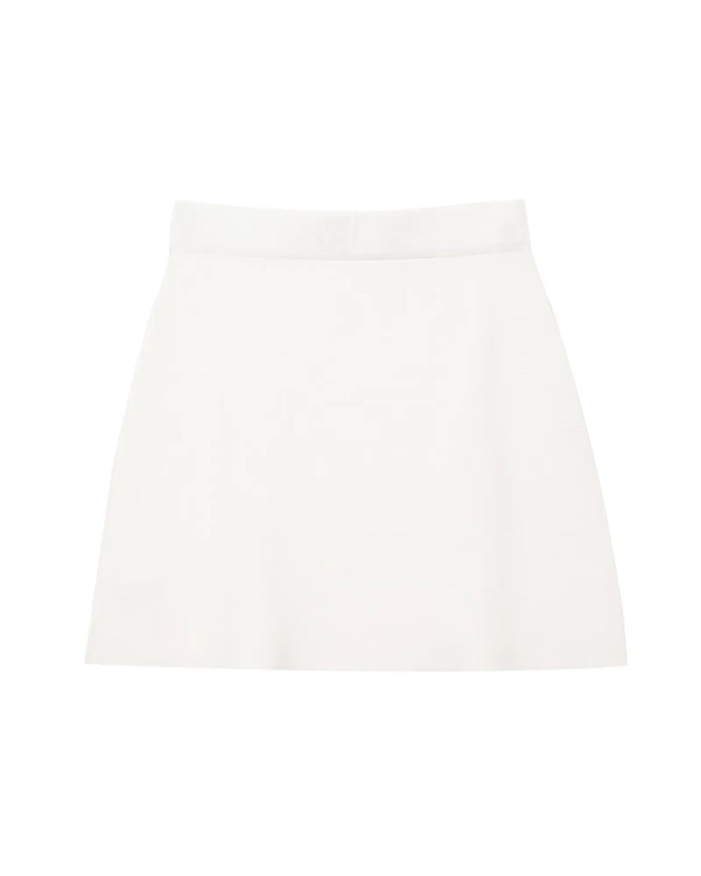 Knitted Skirt Suit Crew Neck Single-Breasted Short Sleeve Top+Fashion Elegant Elastic Waist Mini Skirt