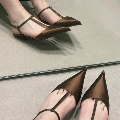 Sexy Pointed Toe Women's Comfortable triangle Low Heel Trendy Sandal