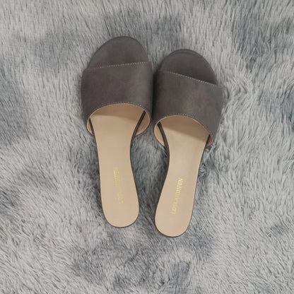 Elegant Summer Slippers 3cm Velvet Mules Wedge Sandals Slippers Open Toe High Heels Casual Dress Woman Shoes Plus Size