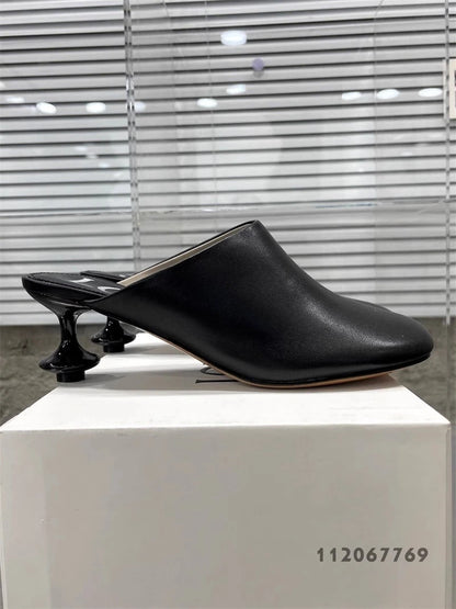 Square Head Women's Textured Elegant  Casual Round Heels