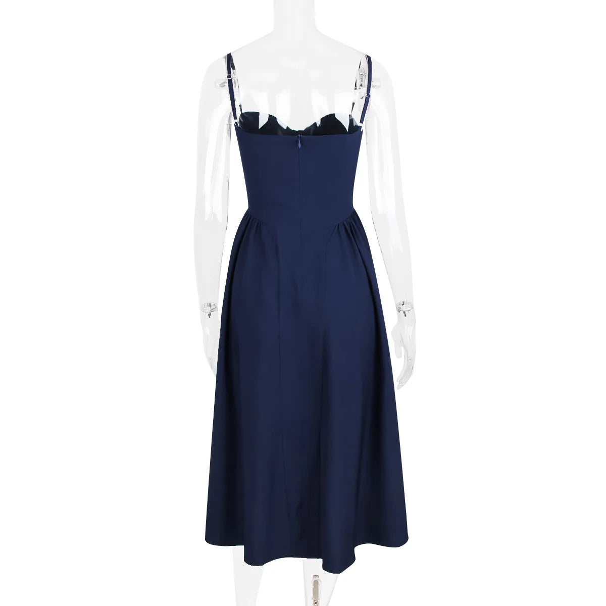 Sweetheart Spaghetti Strap  Fit and Flare Elegant Midi Dress