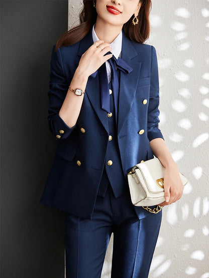 Women Vest, Blazer and Pant SuitWork Career Wear 3 Pieces Set