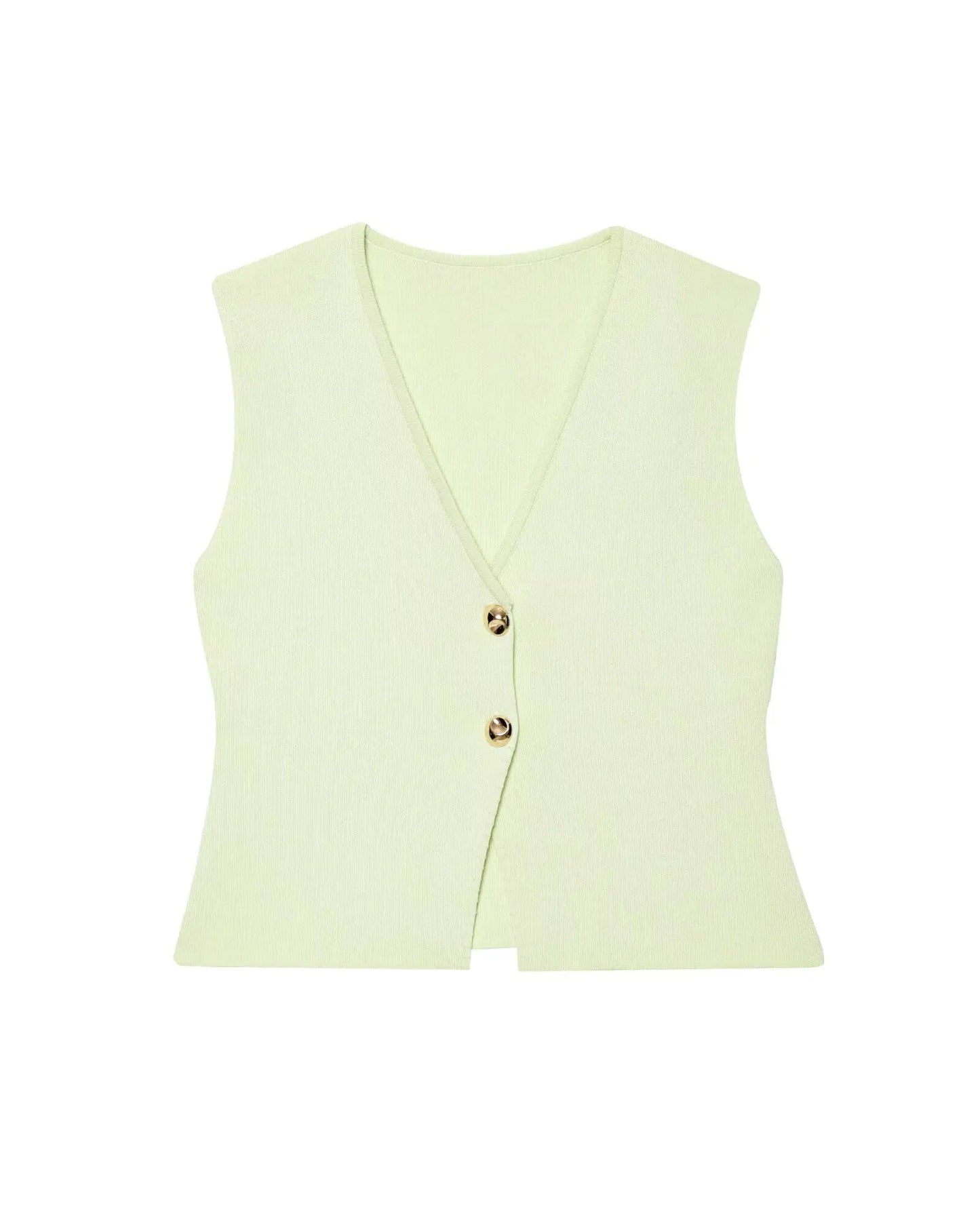 2 Piece Set Chic V-Neck Sleeveless Button Knitted Vest Top + Splicing High Waist Ankle-Length Skirt