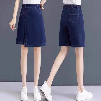 High Waist Loose Fit Thin Denim orts Women's Summer Casual Straight Leg Vintage Five-Point Pants Wide Leg Bootcut Jeans