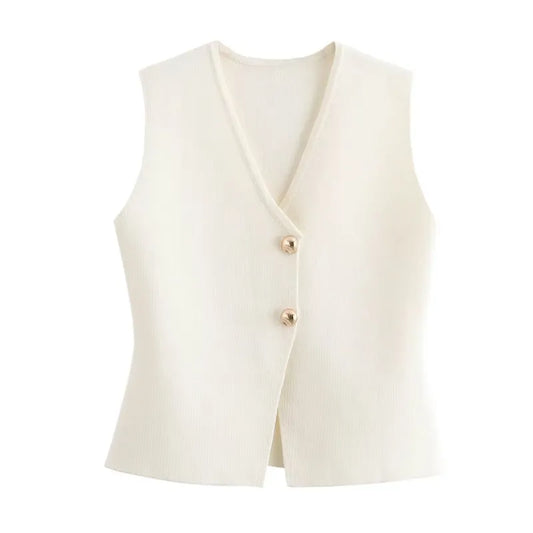 Fashionable Cardigan 2 buttons Vest Women's Sweater