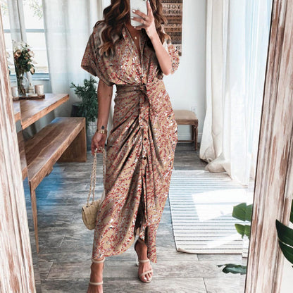 Short Sleeve ruffle  Maxi Dress for Women
