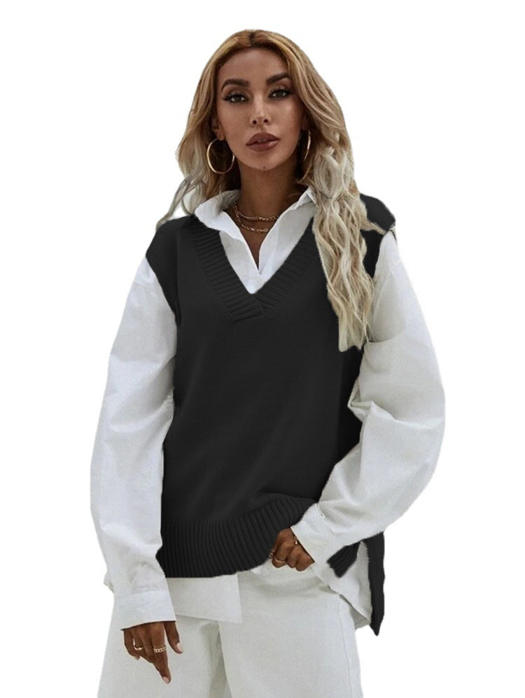 Women's Slim Fit V-Neck sleeveless  Sweater