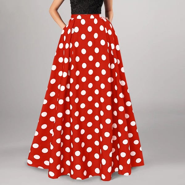 Retro Dots Women's Large Swing Skirt Dress