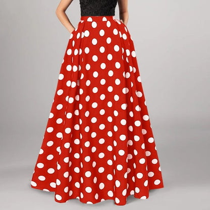 Retro Dots Women's Large Swing Skirt Dress