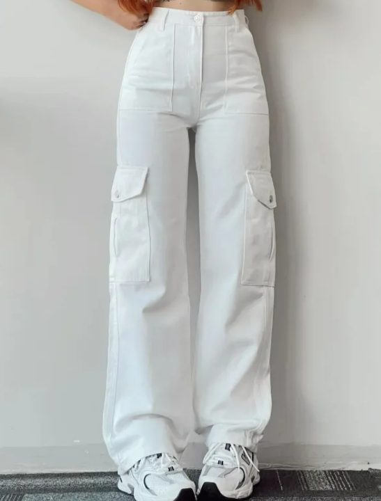 Big Pockets wide leg three-dimensional Jeans