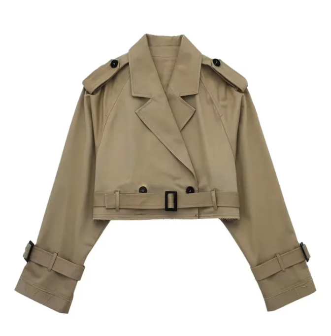 Long Sleeves Short Trench Coat with belt