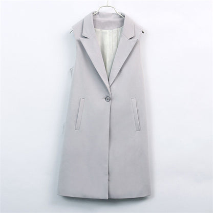 Mid-Length Suit Vest Jacket for Women with pockets