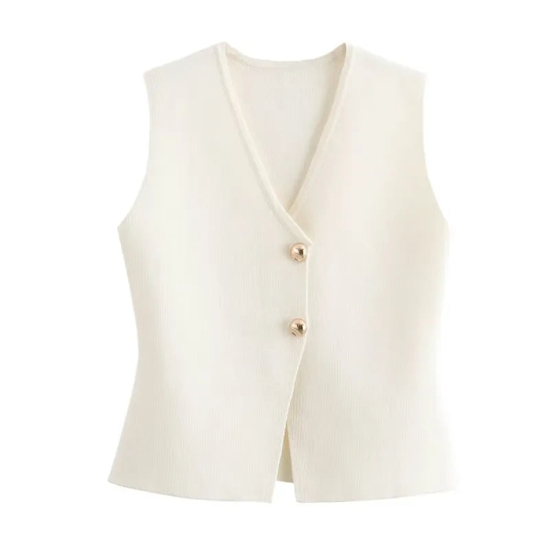 Fashionable Cardigan 2 buttons Vest Women's Sweater