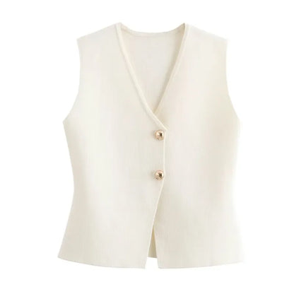 Fashionable Cardigan 2 buttons Vest Women's Sweater