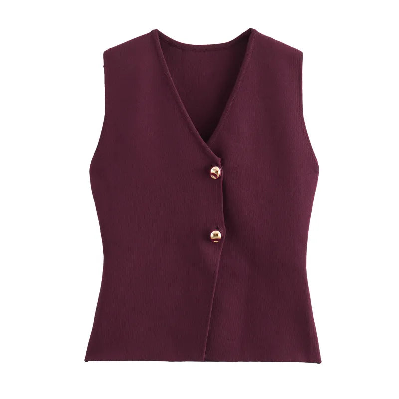Fashionable Cardigan 2 buttons Vest Women's Sweater