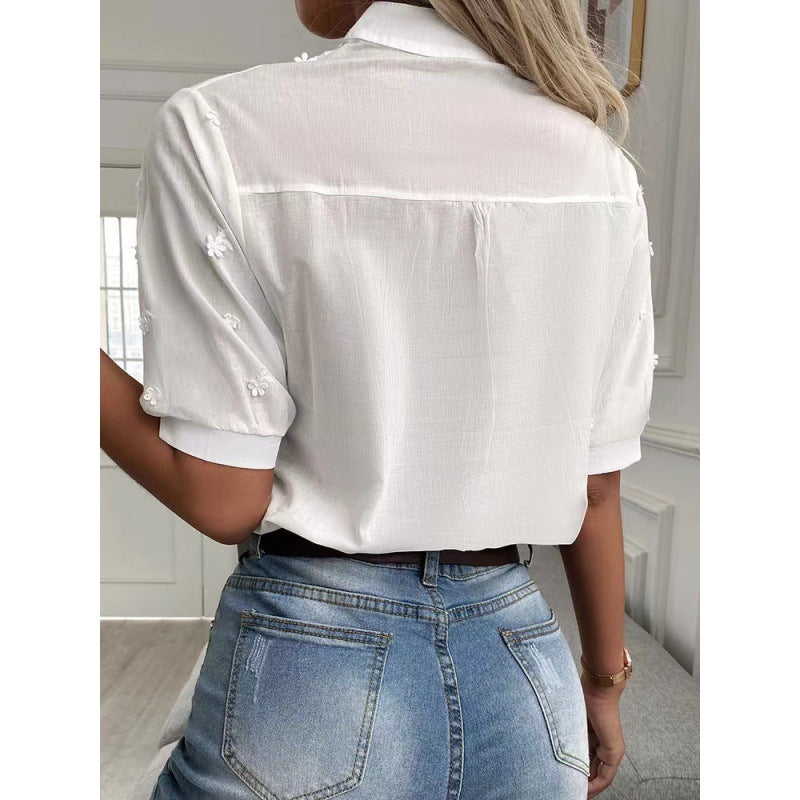 Summer Fashion Embroidered Short Sleeve Top