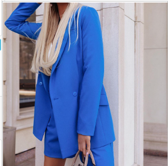 Single Button Blazer and High Waist Bermuda Set