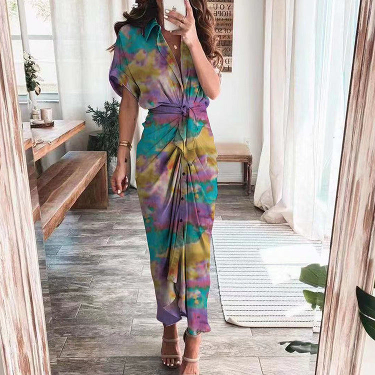 Short Sleeve ruffle  Maxi Dress for Women