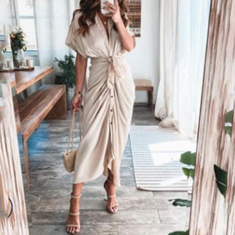 Short Sleeve ruffle  Maxi Dress for Women