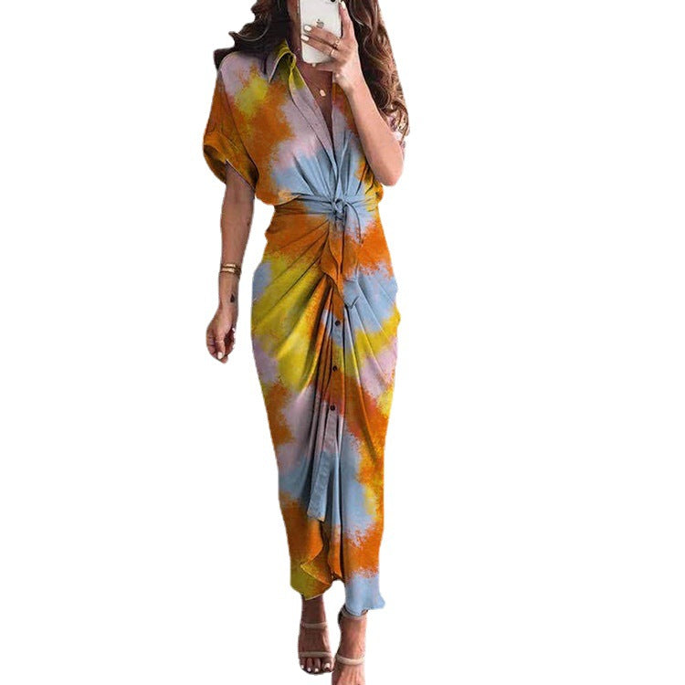 Short Sleeve ruffle  Maxi Dress for Women