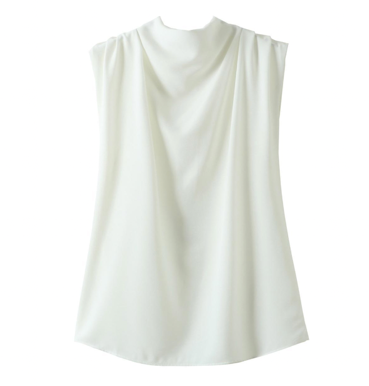 Casual Sleeveless mock neck Solid Color Blouse