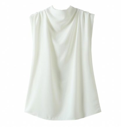 Casual Sleeveless mock neck Solid Color Blouse