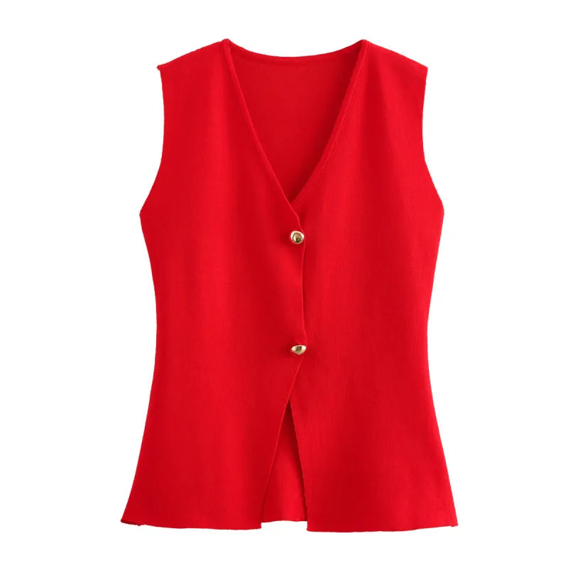 Fashionable Cardigan 2 buttons Vest Women's Sweater