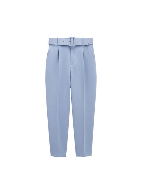 High Waist Slim Fit Suit Pants with Belt