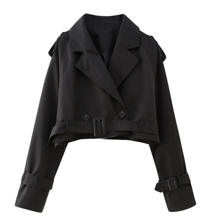 Long Sleeves Short Trench Coat with belt