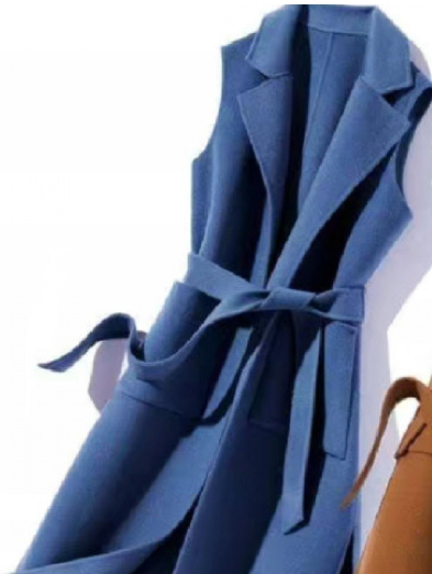 Sleeveless Wool Blend Long Vest for Women