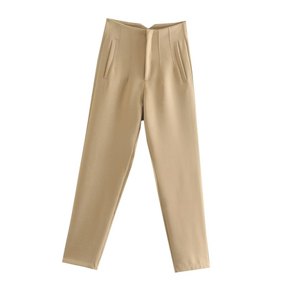 Basic Pleated Straight Leg Pants for Women