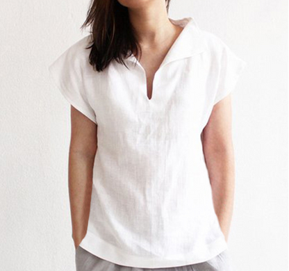 Women’s Cotton Linen Outdoor Short Sleeve Top