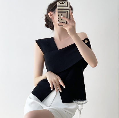 Asymmetrical One-Shoulder Short Sleeve Top for Women