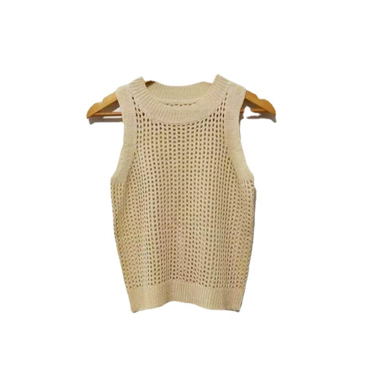Summer Sleeveless Ice Silk Lace Tank Top for Women