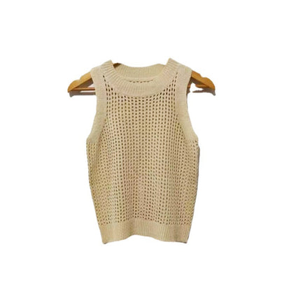 Summer Sleeveless Ice Silk Lace Tank Top for Women