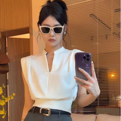 Summer crop top Women's V-Neck Sleeveless Top