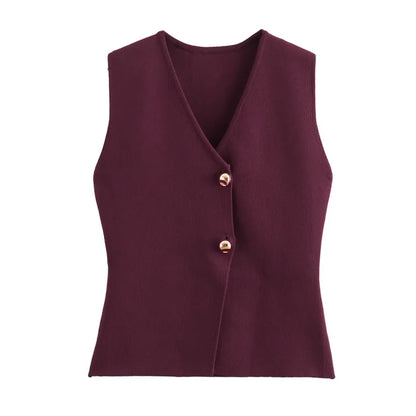 Fashionable Cardigan 2 buttons Vest Women's Sweater