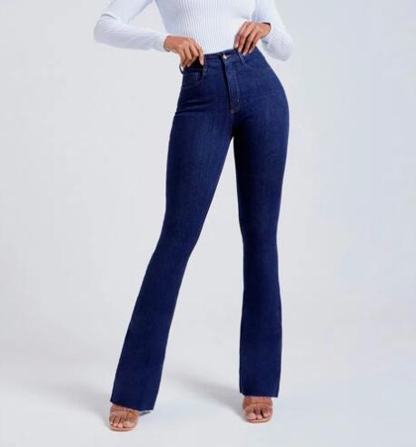 Solid Color Butt Lifting Mid- Rise Flare Jeans