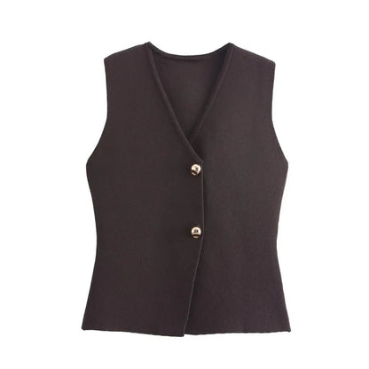 Fashionable Cardigan 2 buttons Vest Women's Sweater