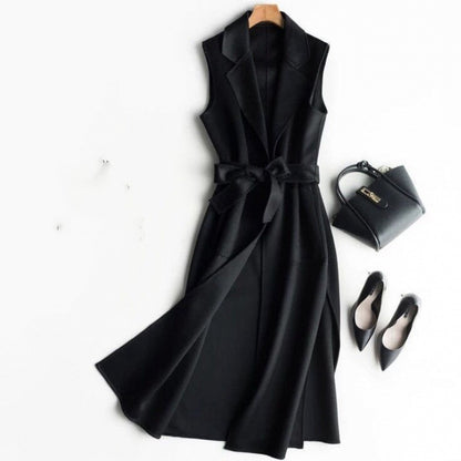 Sleeveless Wool Blend Long Vest for Women