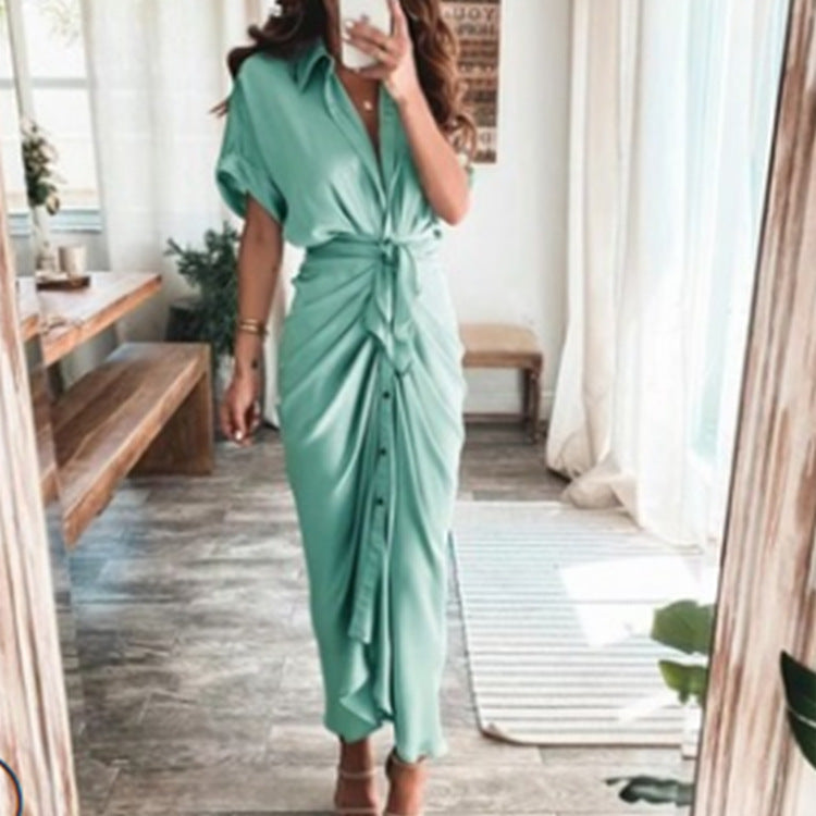 Short Sleeve ruffle  Maxi Dress for Women