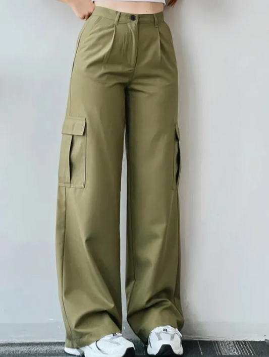 Big Pockets wide leg three-dimensional Jeans