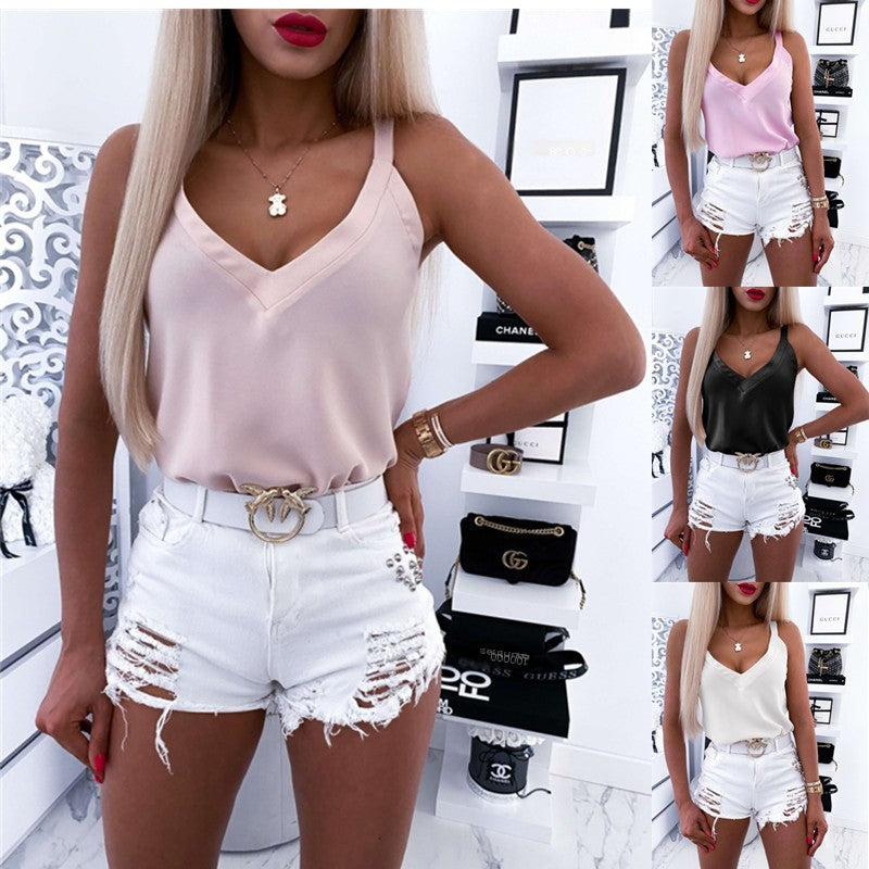 Summer Loose V-Neck Sleeveless Women's Top