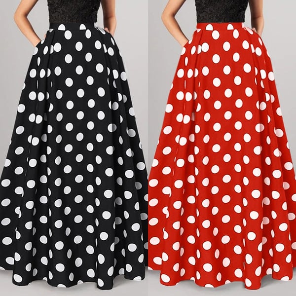 Retro Dots Women's Large Swing Skirt Dress