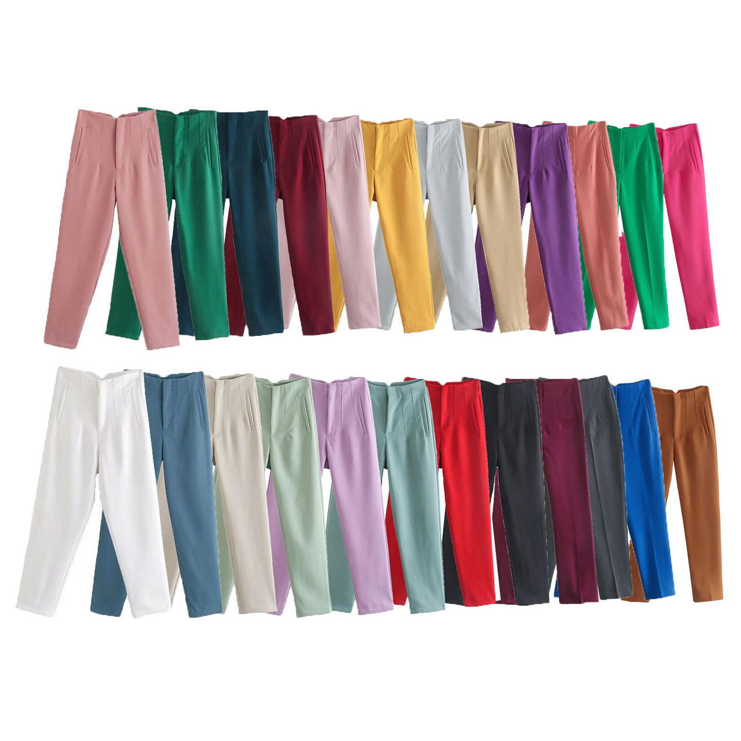 Basic Pleated Straight Leg Pants for Women