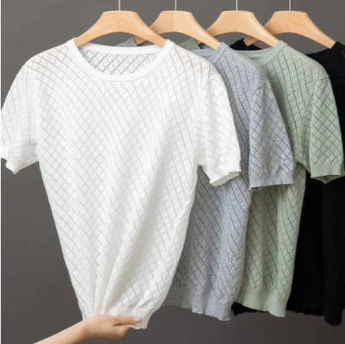 Luxe Elegance Loose Knit Tee Shirt