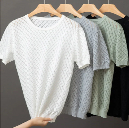 Luxe Elegance Loose Knit Tee Shirt