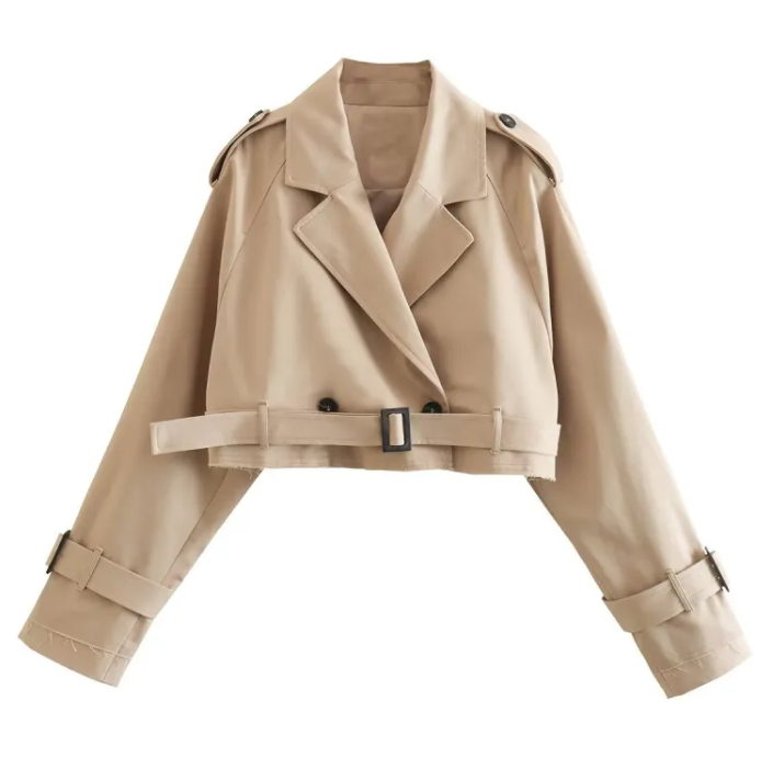 Long Sleeves Short Trench Coat with belt