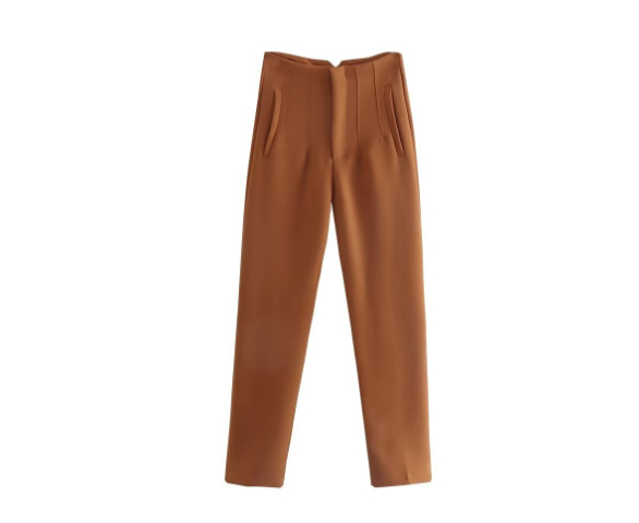 Basic Pleated Straight Leg Pants for Women