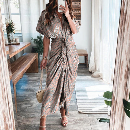 Short Sleeve ruffle  Maxi Dress for Women